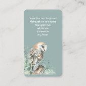 Memorial Memory Kaart Waterverf Barn Owl Bird Visitekaartje (Achterkant)