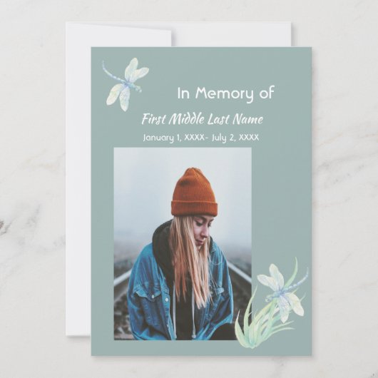 Memorial Memory Kaart Waterverf Dragonfly (Voorkant)