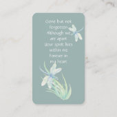 Memorial Memory Kaart Waterverf Dragonfly Visitekaartje (Achterkant)