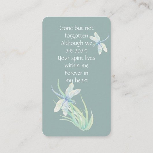 Memorial Memory Kaart Waterverf Dragonfly Visitekaartje (Achterkant)