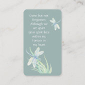 Memorial Memory Kaart Waterverf Dragonfly Visitekaartje (Achterkant)