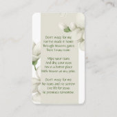 Memorial Memory Kaart White Garden Flowers Visitekaartje (Achterkant)