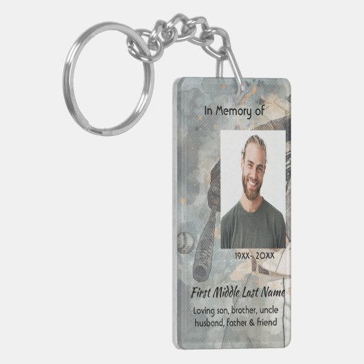  Memorial Memory Keepsake card  Baseball Sport Sleutelhanger (Voorkant Links)