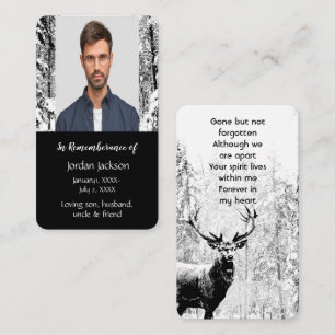Memorial Memory Pocket Card Masculine Stag Deer Visitekaartje