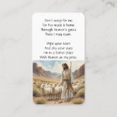 Memorial Memory Pocket Kaart Lord Shepherd Visitekaartje (Achterkant)