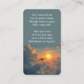 Memorial Memory Pocket Kaart Vliegtuigpiloot Visitekaartje (Achterkant)