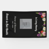 Memorial met bloemengrens en foto spandoek (Horizontaal)