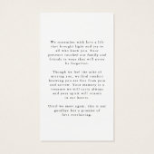 Memorial Military US Flag Photo Prayer Card Visitekaartje (Achterkant)