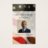 Memorial Military US Flag Photo Prayer Card Visitekaartje (Voorkant)