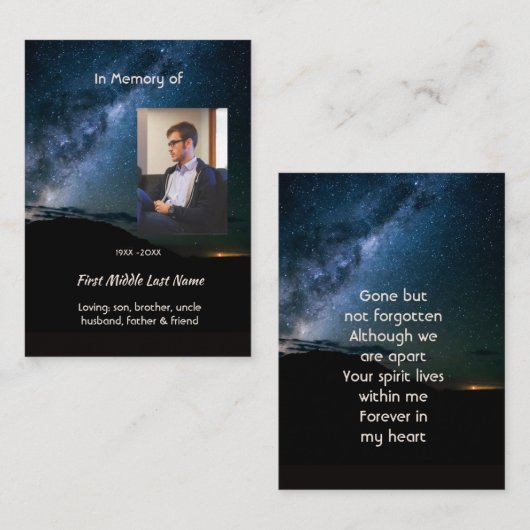 Memorial Milky Way Starry Night Sky  Contactkaartje (Voorkant / Achterkant)