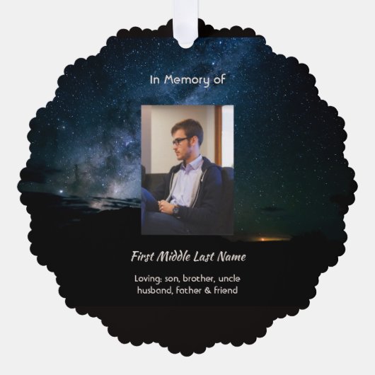 Memorial Milky Way Starry Night Sky  Ornament Kaart (Voorkant)