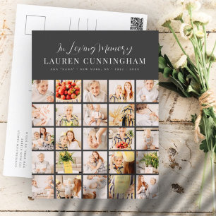 Memorial minimalist Modern Simple 25 Photo Collage Briefkaart