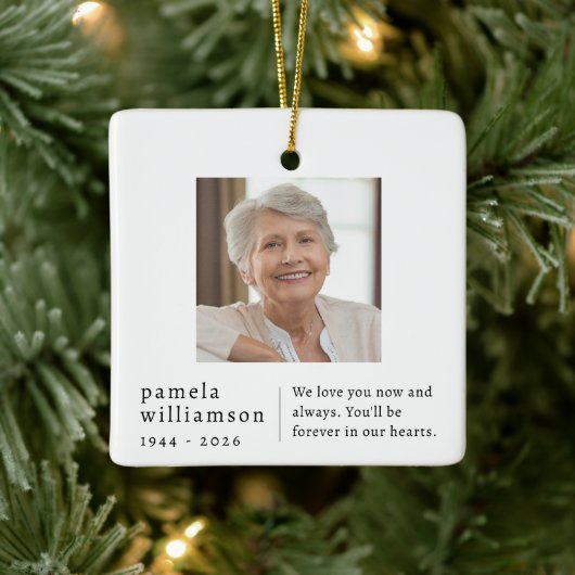 Memorial Minimalist Photo Square  Keramisch Ornament (Boom)