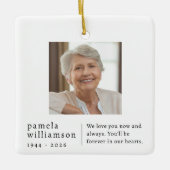 Memorial Minimalist Photo Square  Keramisch Ornament (Voorkant)