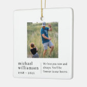 Memorial Minimalist Photo Square Keramisch Ornament (Links)