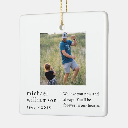 Memorial Minimalist Photo Square Keramisch Ornament (Links)