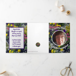 Memorial Mixed Floral fotogedicht Drieluik Aankondiging