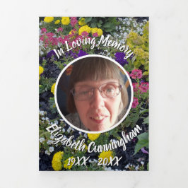 Memorial Mixed Floral fotogedicht Drieluik Aankondiging