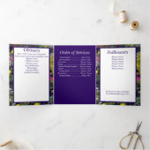 Memorial Mixed Floral Photo Poem Drieluik Aankondiging (Binnen)