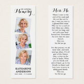 Memorial Modern 3 Foto Prayer Funeral Bladwijzer Mini Visitekaartjes (Voorkant /achterkant)