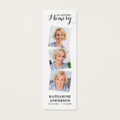 Memorial Modern 3 Foto Prayer Funeral Bladwijzer Mini Visitekaartjes (Voorkant)