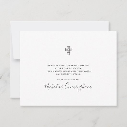 Memorial Modern Cross Bedankkaart (Voorkant)