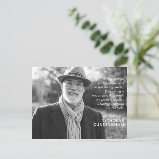 Memorial Modern Elegant Custom Photo and Message Briefkaart (Staand voorkant)