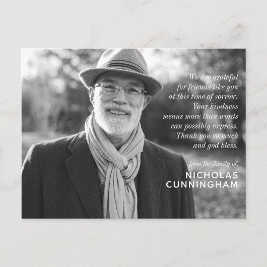 Memorial Modern Elegant Custom Photo and Message Briefkaart (Voorkant)