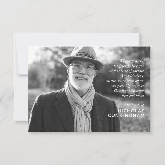 Memorial Modern Elegant Custom Photo and Message Notitiekaartje (Voorkant)