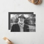 Memorial Modern Elegant Custom Photo and Message Notitiekaartje (Voorkant / Achterkant in situ)