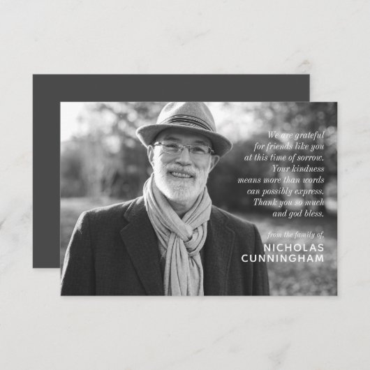 Memorial Modern Elegant Custom Photo and Message Notitiekaartje (Voorkant / Achterkant)