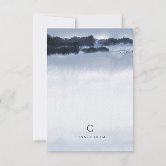 Memorial Modern Elegant Dark Waterverf Bedankkaart (Achterkant)