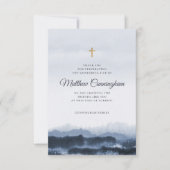 Memorial Modern Elegant Dark Waterverf Cross Bedankkaart (Voorkant)