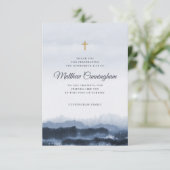 Memorial Modern Elegant Dark Waterverf Cross Bedankkaart (Staand voorkant)