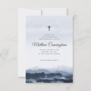 Memorial Modern Elegant Dark Waterverf Cross Bedankkaart
