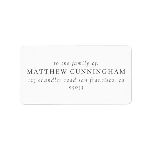 Memorial Modern Elegant Minimalist RSVP Adres Etiket (Voorkant)