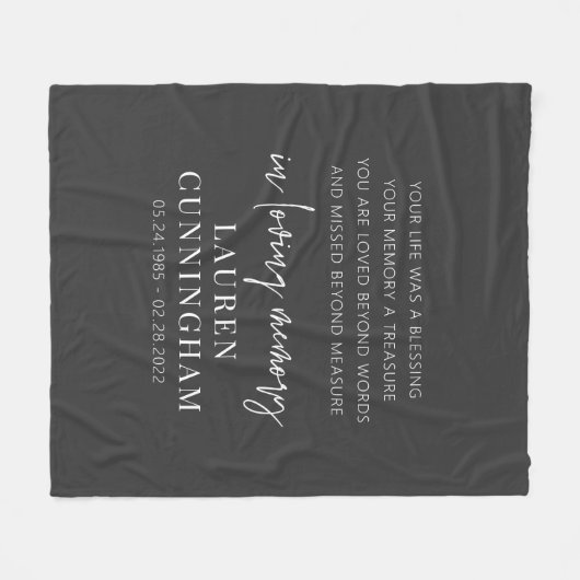 Memorial Modern Elegant Simple Chic Fleece Deken (Voorkant (Horizontaal))