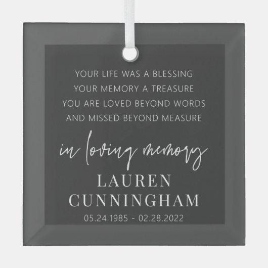 Memorial Modern Elegant Simple Chic Glas Ornament (Voorkant)