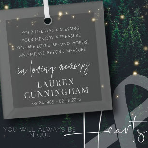 Memorial Modern Elegant Simple Chic Glas Ornament