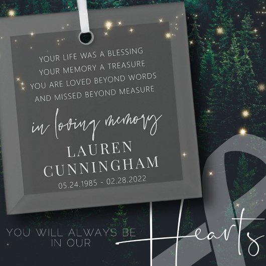 Memorial Modern Elegant Simple Chic Glas Ornament