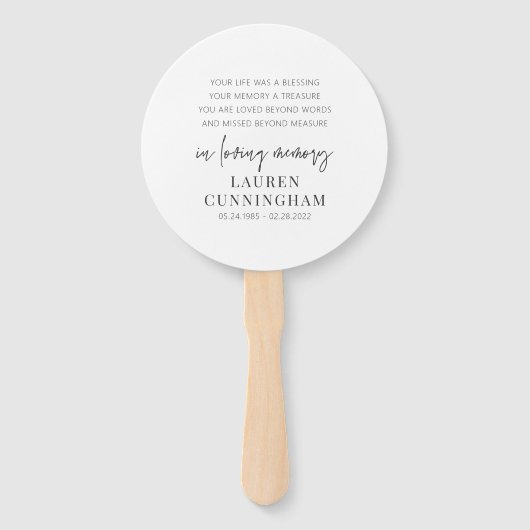 Memorial Modern Elegant Simple Chic Handwaaier (Achterkant)