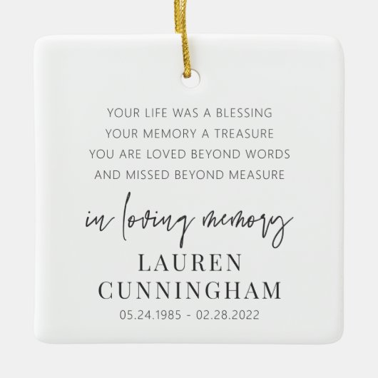 Memorial Modern Elegant Simple Chic Keramisch Ornament (Voorkant)