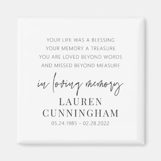 Memorial Modern Elegant Simple Chic Magneet (Voorkant)