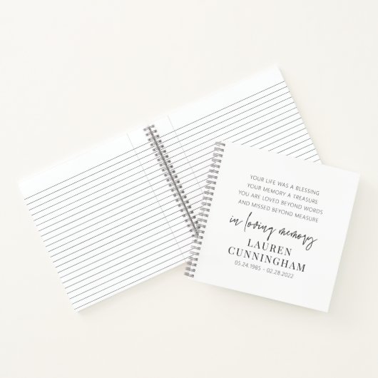 Memorial Modern Elegant Simple Chic Notitieboek (Binnen)