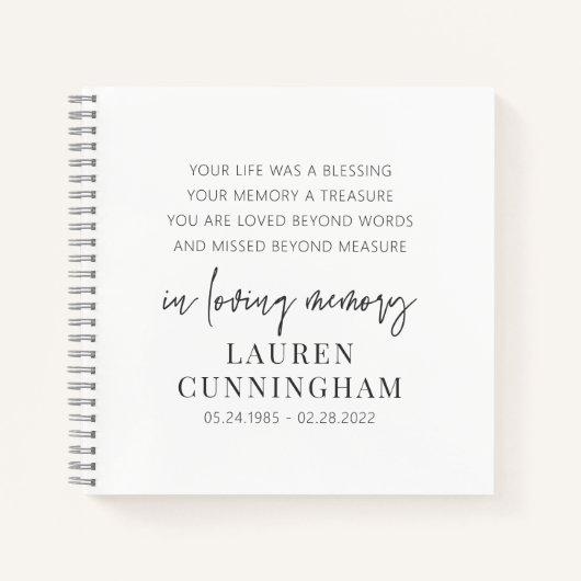 Memorial Modern Elegant Simple Chic Notitieboek (Voorkant)