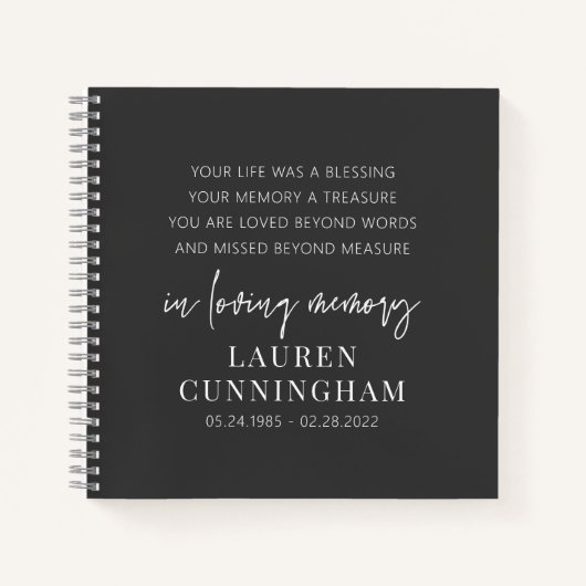 Memorial Modern Elegant Simple Chic Notitieboek (Voorkant)
