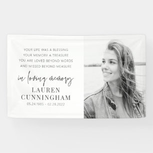 Memorial Modern Elegant Simple Chic Photo Spandoek