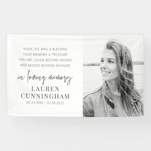 Memorial Modern Elegant Simple Chic Photo Spandoek (Horizontaal)