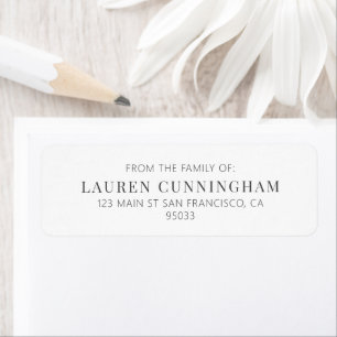 Memorial Modern Elegant Simple Chic Return Address Etiket