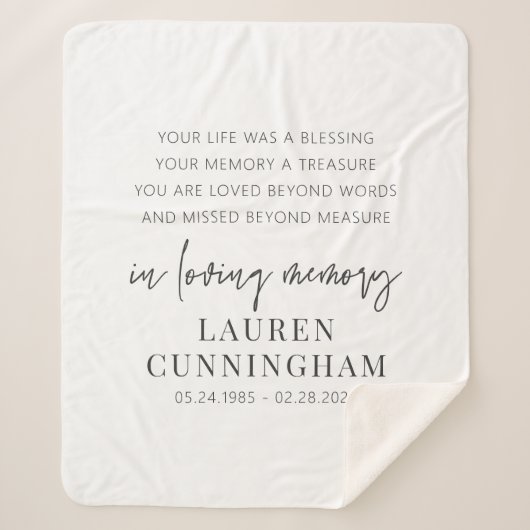 Memorial Modern Elegant Simple Chic Sherpa Deken (Voorkant)